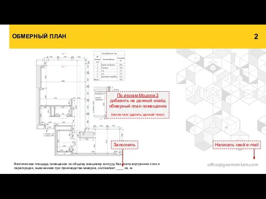 Фактическая площадь помещения по общему внешнему контуру, без учета внутренних стен и