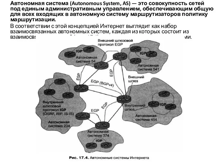 Автономная система (Autonomous System, AS) — это совокупность сетей под единым административным