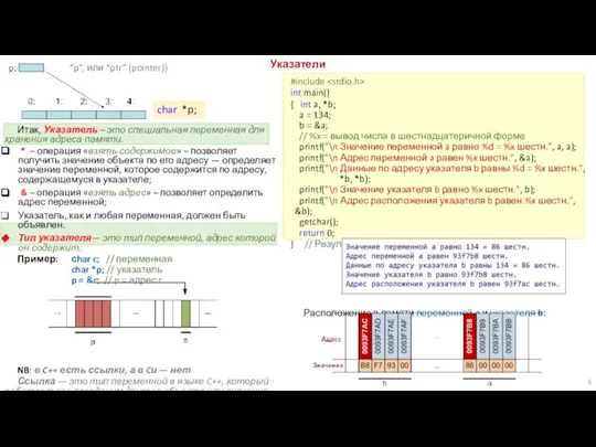 #include int main() { int a, *b; a = 134; b =