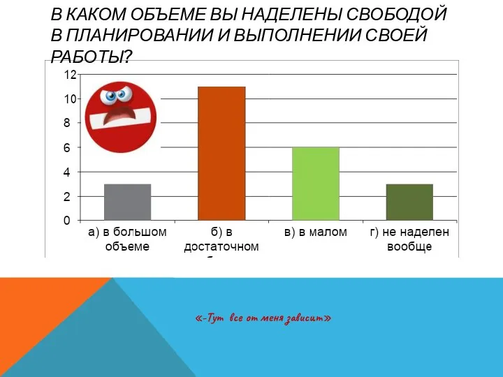 В КАКОМ ОБЪЕМЕ ВЫ НАДЕЛЕНЫ СВОБОДОЙ В ПЛАНИРОВАНИИ И ВЫПОЛНЕНИИ СВОЕЙ РАБОТЫ?