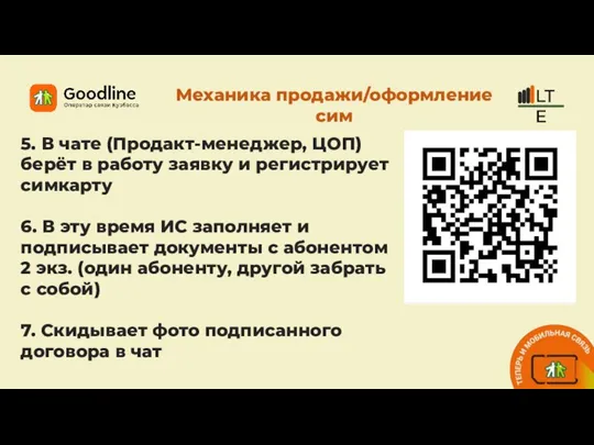 Механика продажи/оформление сим 5. В чате (Продакт-менеджер, ЦОП) берёт в работу заявку