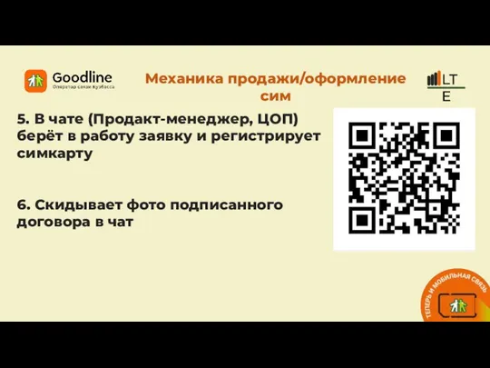 Механика продажи/оформление сим 5. В чате (Продакт-менеджер, ЦОП) берёт в работу заявку