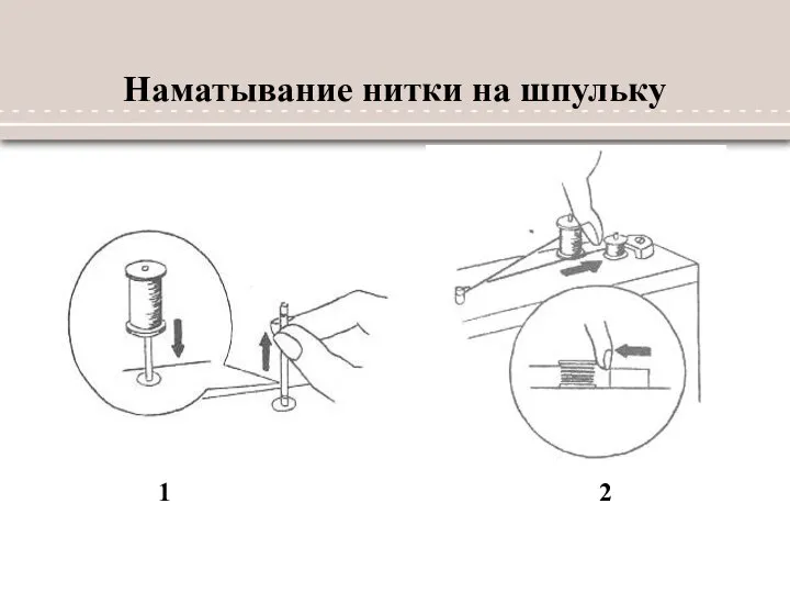 Наматывание нитки на шпульку 1 2