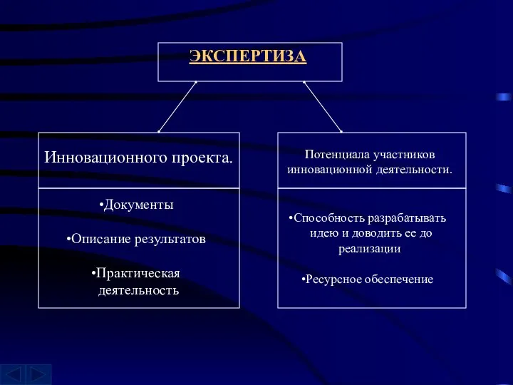 ЭКСПЕРТИЗА Инновационного проекта. Потенциала участников инновационной деятельности. Документы Описание результатов Практическая деятельность