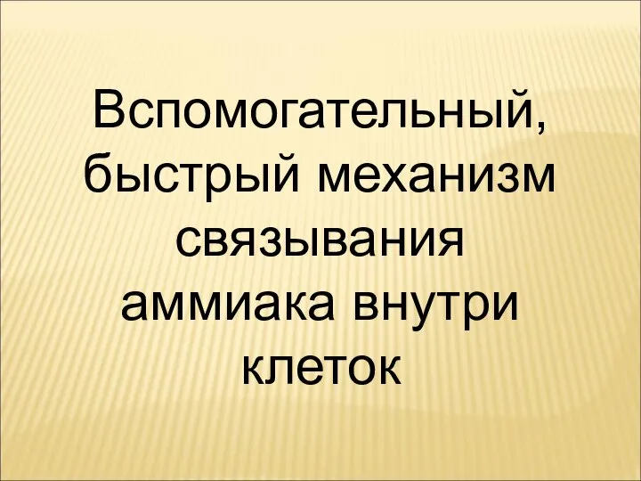 Вспомогательный, быстрый механизм связывания аммиака внутри клеток