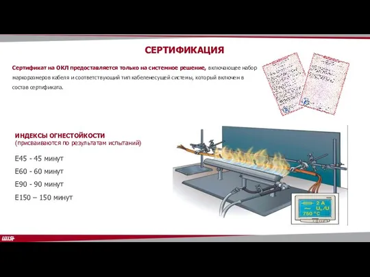 СЕРТИФИКАЦИЯ Сертификат на ОКЛ предоставляется только на системное решение, включающее набор маркоразмеров