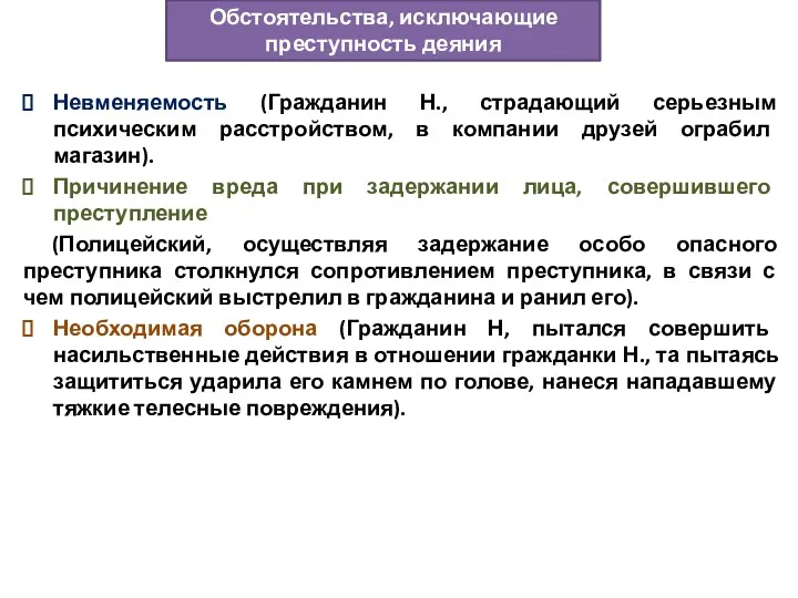 Невменяемость (Гражданин Н., страдающий серьезным психическим расстройством, в компании друзей ограбил магазин).