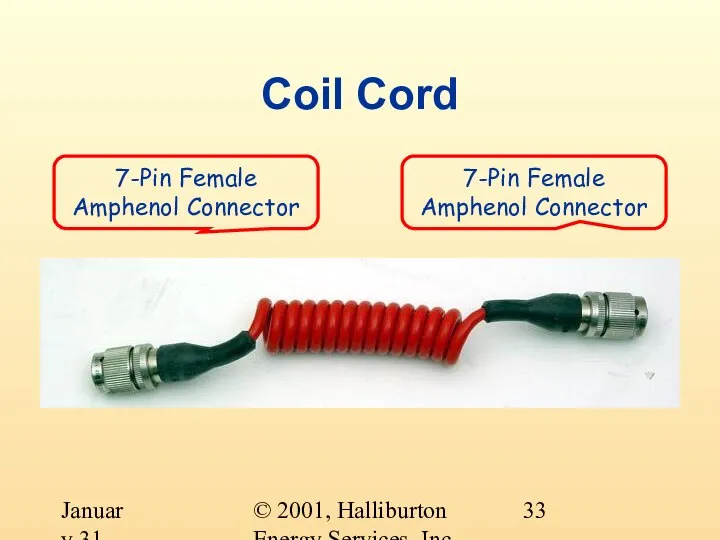 © 2001, Halliburton Energy Services, Inc. January 31, 2001 Coil Cord 7-Pin