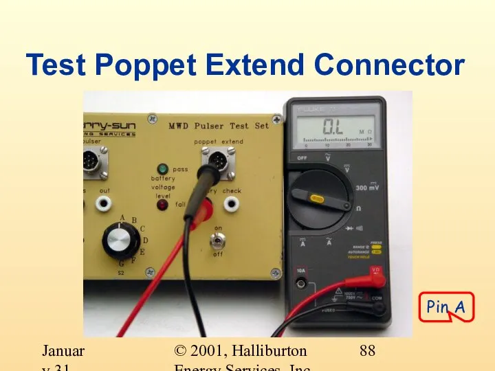 © 2001, Halliburton Energy Services, Inc. January 31, 2001 Test Poppet Extend Connector Pin A