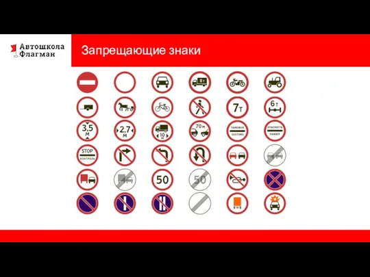 Запрещающие знаки ФОРМА: КРУГЛАЯ, с красной каёмкой (в основном) ФУНКЦИЯ: ЗАПРЕТИТЬ то
