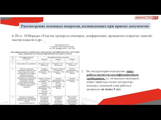 По инструкторам-методистам: опыт работы является квалификационным требованием, т.е. на высшую категорию может