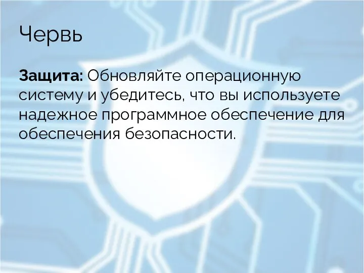 Червь Защита: Обновляйте операционную систему и убедитесь, что вы используете надежное программное обеспечение для обеспечения безопасности.