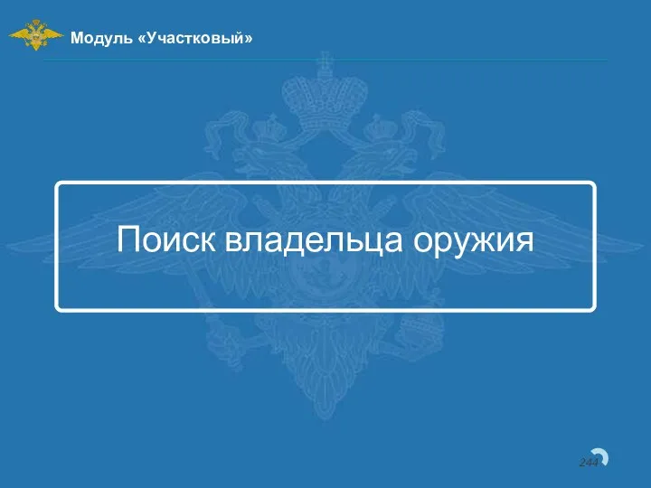 Поиск владельца оружия Модуль «Участковый»