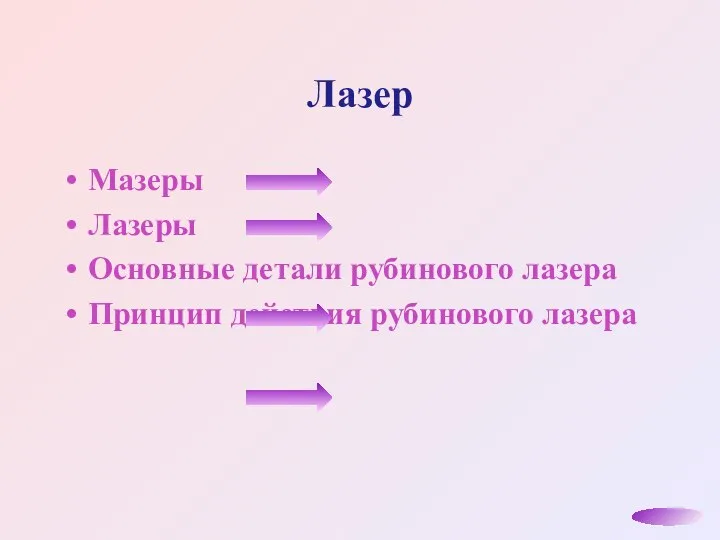 Лазер Мазеры Лазеры Основные детали рубинового лазера Принцип действия рубинового лазера