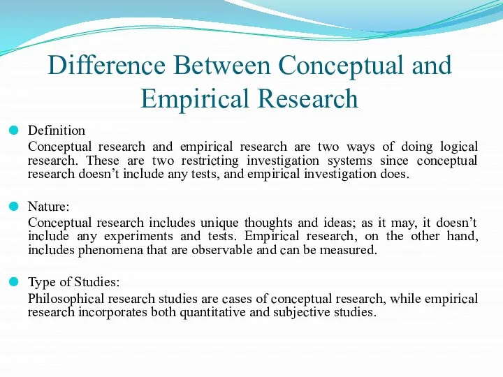 Difference Between Conceptual and Empirical Research Definition Conceptual research and empirical research