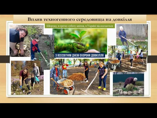 Вплив техногенного середовища на довкілля Щороку, в третю суботу квітня, в Україні відзначається