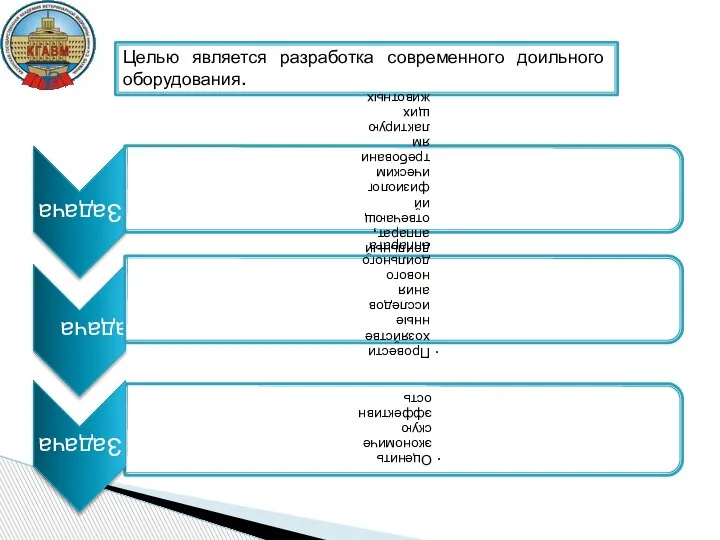 Целью является разработка современного доильного оборудования.