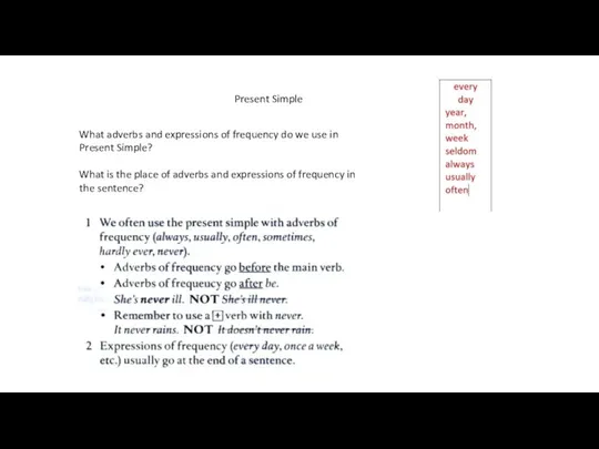 Present Simple What adverbs and expressions of frequency do we use in