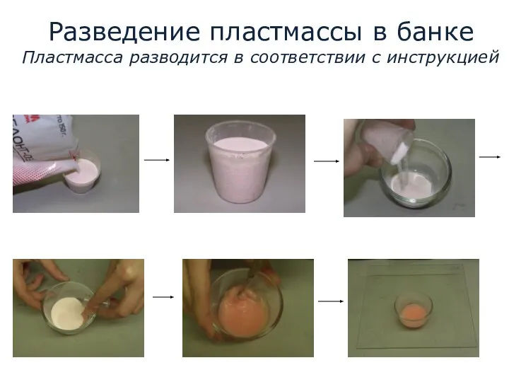 Разведение пластмассы в банке Пластмасса разводится в соответствии с инструкцией