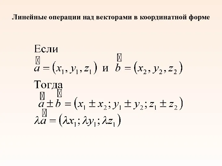 Линейные операции над векторами в координатной форме