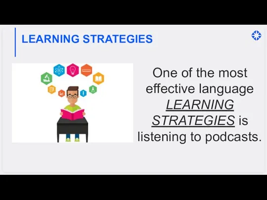 One of the most effective language LEARNING STRATEGIES is listening to podcasts. LEARNING STRATEGIES
