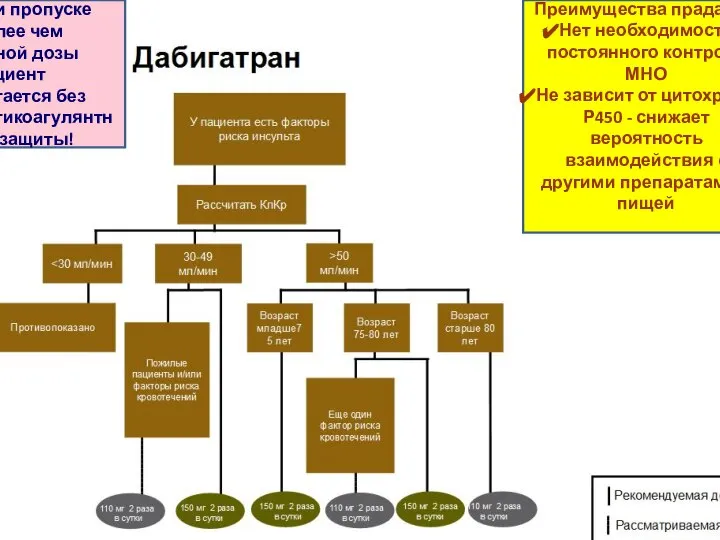 Преимущества прадаксы Нет необходимости постоянного контроля МНО Не зависит от цитохрома Р450