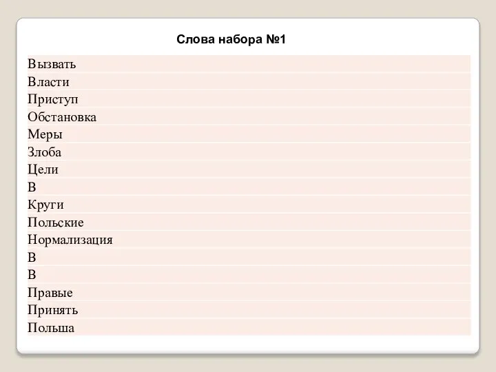 Слова набора №1