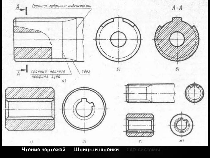 Чтение чертежей Шлицы и шпонки CAD-системы