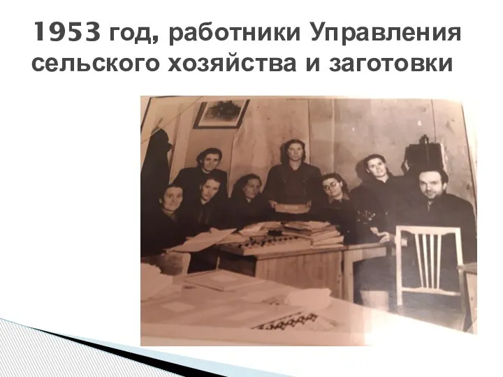 1953 год, работники Управления сельского хозяйства и заготовки