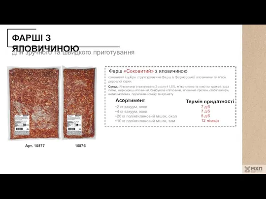 ФАРШІ З ЯЛОВИЧИНОЮ для зручного та швидкого приготування соковитий і добре структурований