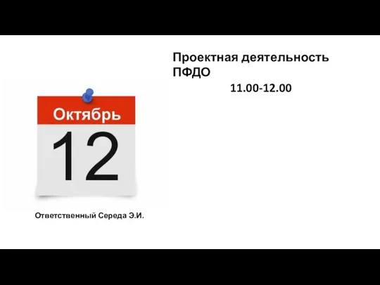 Проектная деятельность ПФДО 11.00-12.00 Ответственный Середа Э.И.