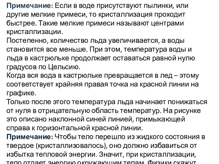 Примечание: Если в воде присутствуют пылинки, или другие мелкие примеси, то кристаллизация