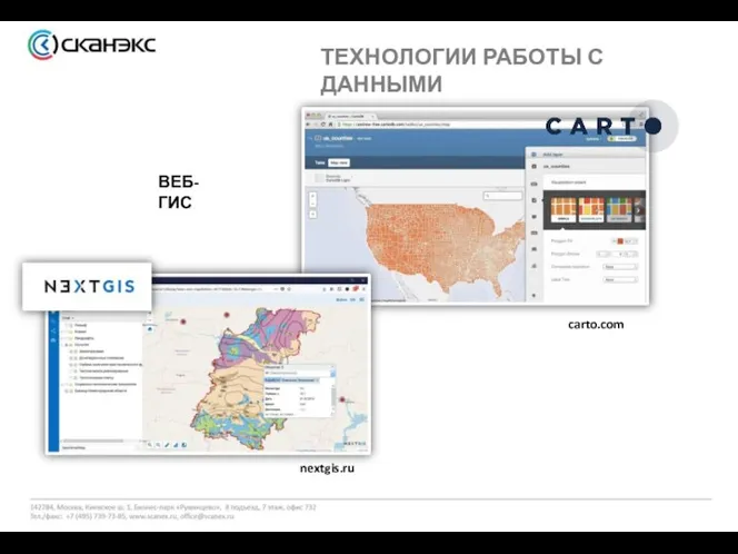 ТЕХНОЛОГИИ РАБОТЫ С ДАННЫМИ ВЕБ-ГИС nextgis.ru carto.com