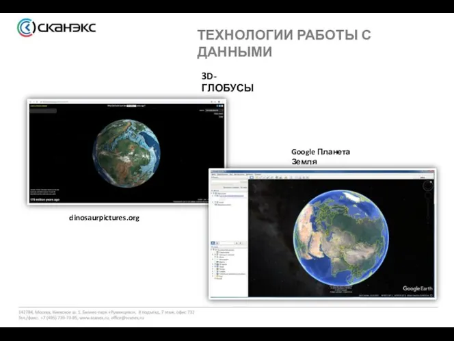 ТЕХНОЛОГИИ РАБОТЫ С ДАННЫМИ 3D-ГЛОБУСЫ dinosaurpictures.org Google Планета Земля
