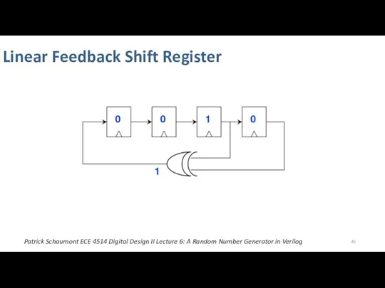 Linear Feedback Shift Register Patrick Schaumont ECE 4514 Digital Design II Lecture