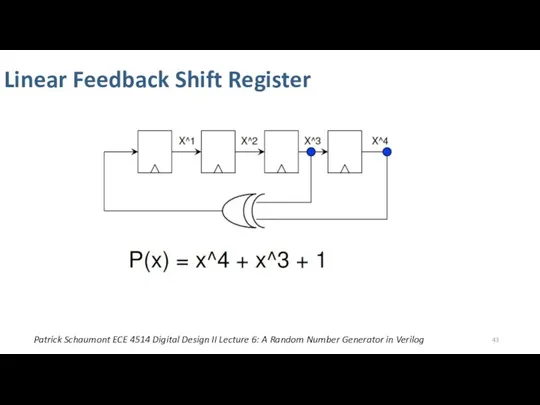 Linear Feedback Shift Register Patrick Schaumont ECE 4514 Digital Design II Lecture