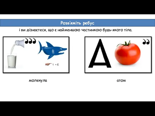 і ви дізнаєтеся, що є найменшою частинкою будь-якого тіла. Розв’яжіть ребус молекула атом