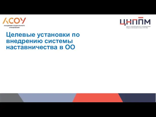 Целевые установки по внедрению системы наставничества в ОО