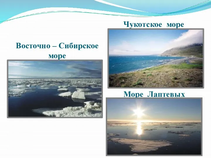 Море Лаптевых Восточно – Сибирское море Чукотское море