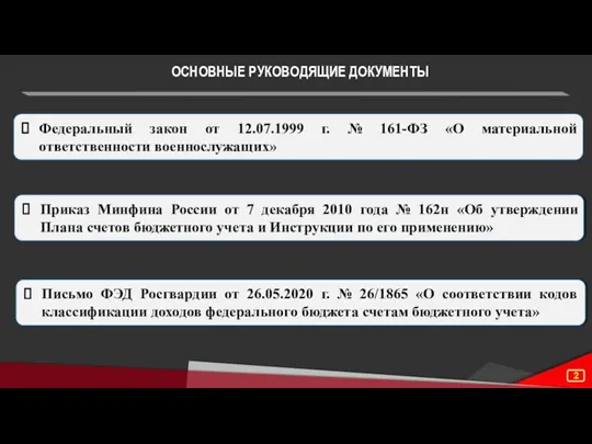 Федеральный закон от 12.07.1999 г. № 161-ФЗ «О материальной ответственности военнослужащих» Приказ