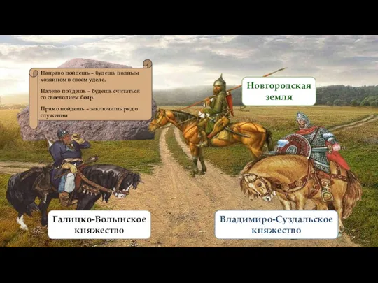 Направо пойдешь – будешь полным хозяином в своем уделе. Налево пойдешь –