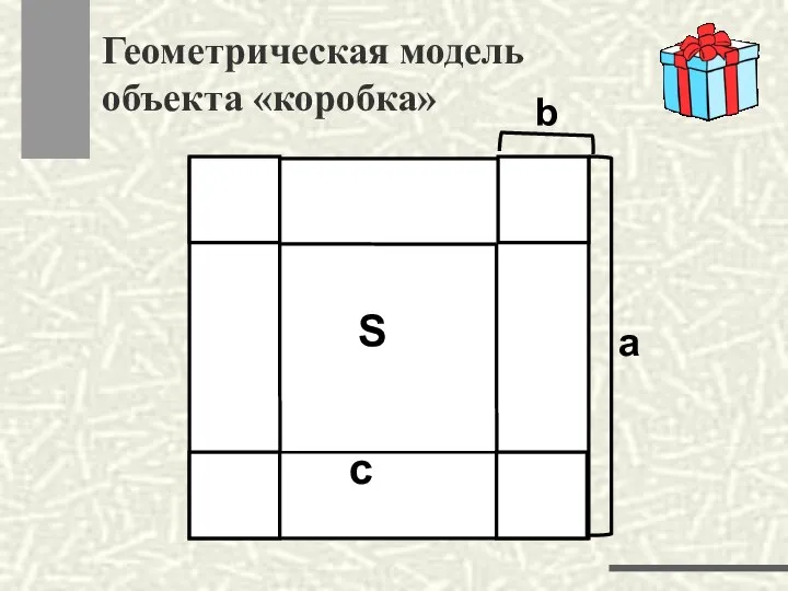 Геометрическая модель объекта «коробка» S c a b