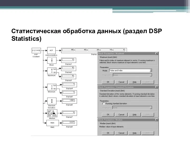 Статистическая обработка данных (раздел DSP Statistics)