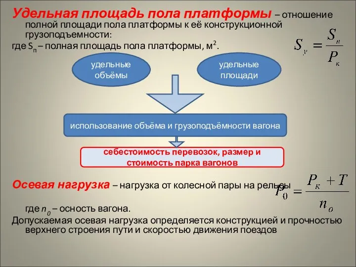 Удельная площадь пола платформы – отношение полной площади пола платформы к её