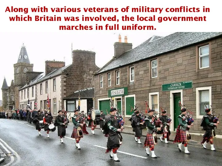 Along with various veterans of military conflicts in which Britain was involved,