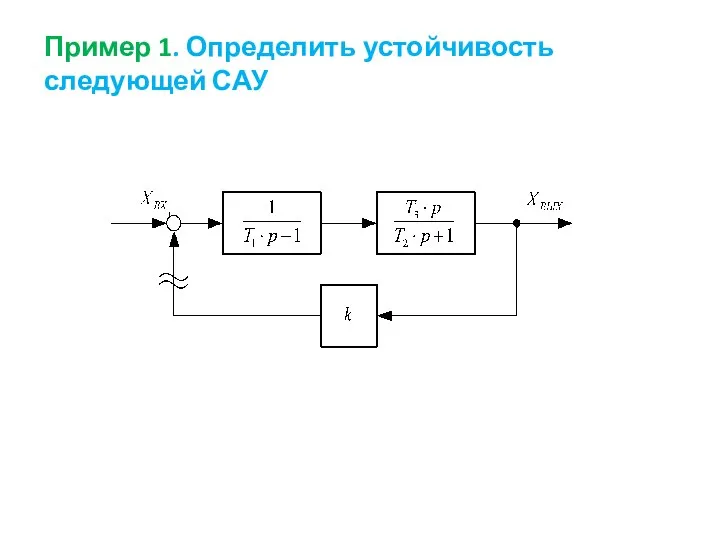 Пример 1. Определить устойчивость следующей САУ