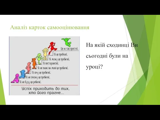 Аналіз карток самооцінювання На якій сходинці Ви сьогодні були на уроці?