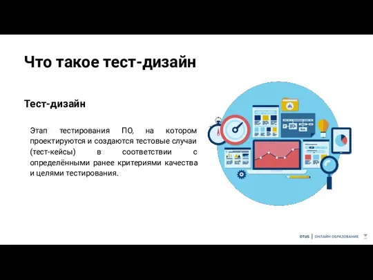 Что такое тест-дизайн Тест-дизайн Этап тестирования ПО, на котором проектируются и создаются