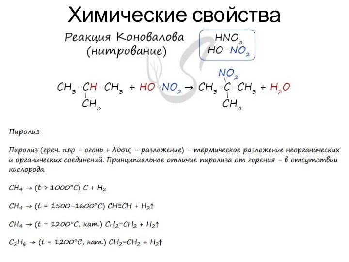 Химические свойства алканов