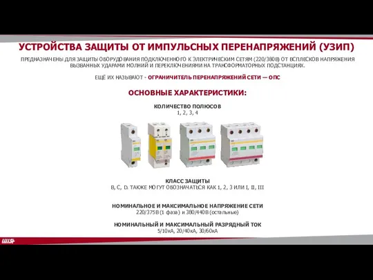 УСТРОЙСТВА ЗАЩИТЫ ОТ ИМПУЛЬСНЫХ ПЕРЕНАПРЯЖЕНИЙ (УЗИП) ПРЕДНАЗНАЧЕНЫ ДЛЯ ЗАЩИТЫ ОБОРУДОВАНИЯ ПОДКЛЮЧЕННОГО К